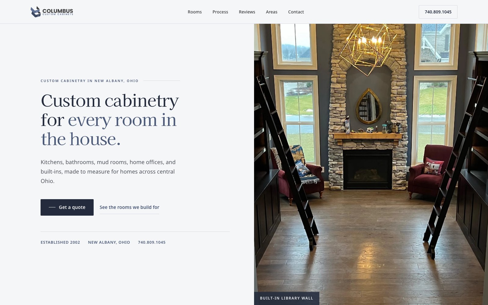 The new Columbus Custom Cabinets homepage concept