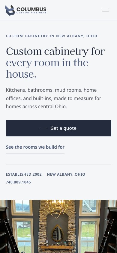The new homepage on a phone