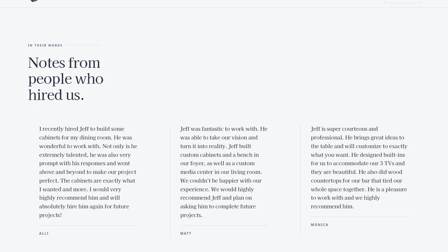The reviews section of the new homepage